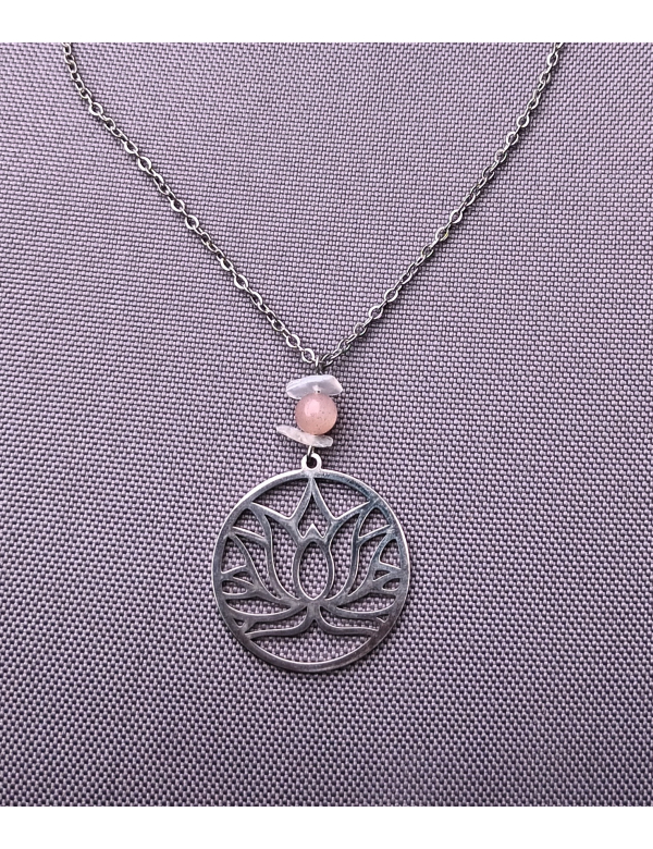 ketting met lotusbloem, maansteen en zonnesteen