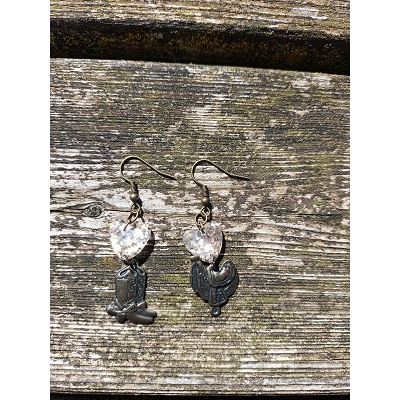 Oorbellen western met epoxy hart