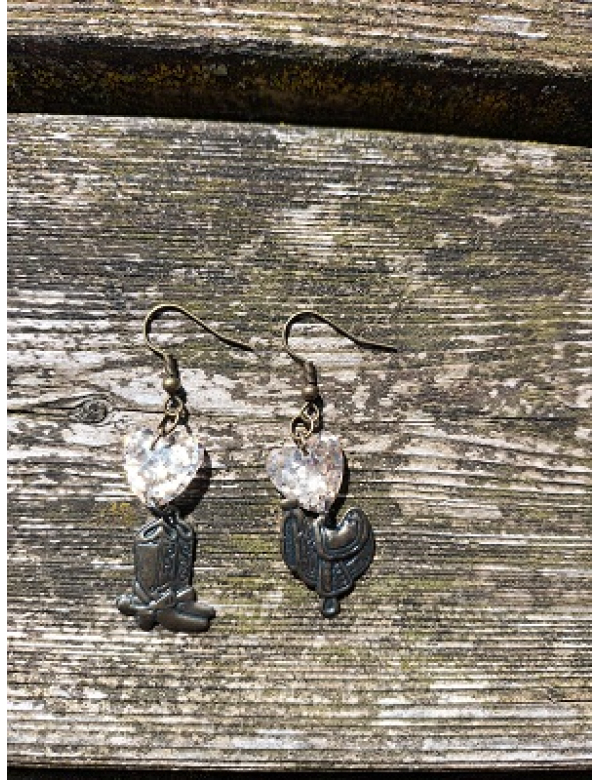Oorbellen western met epoxy hart