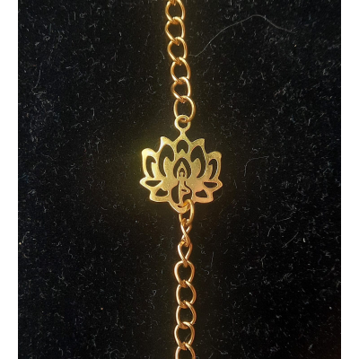 armband rvs goudkleurig met lotus
