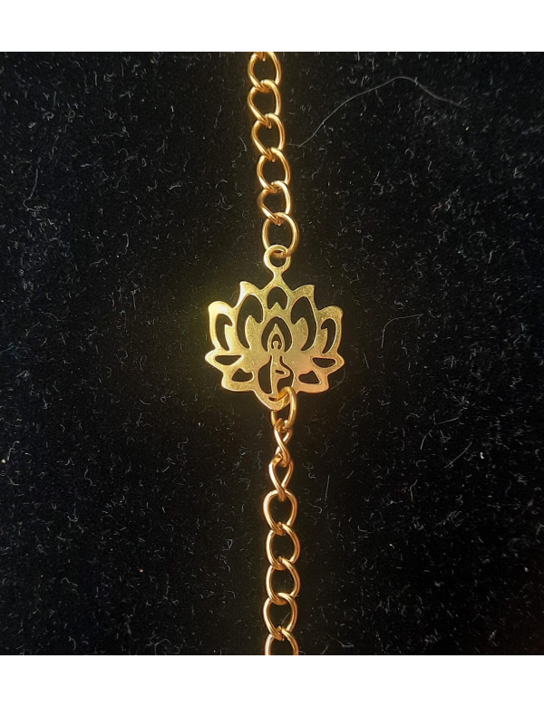 armband rvs goudkleurig met lotus armband rvs goudkleurig met lotus