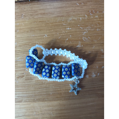 Blauw oranje met parelachtige kraal
