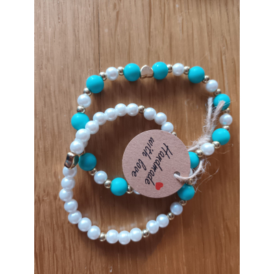 set van 2 Blauw/groen wit