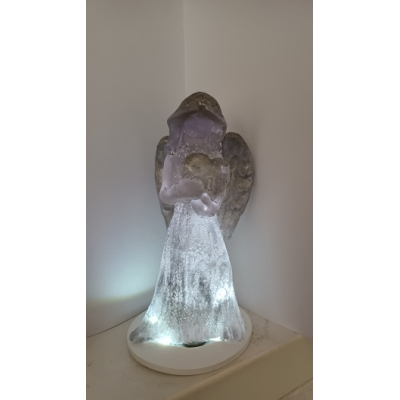 Engel van epoxy zilver met lichtje