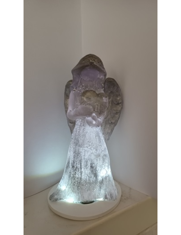 Engel van epoxy zilver met lichtje