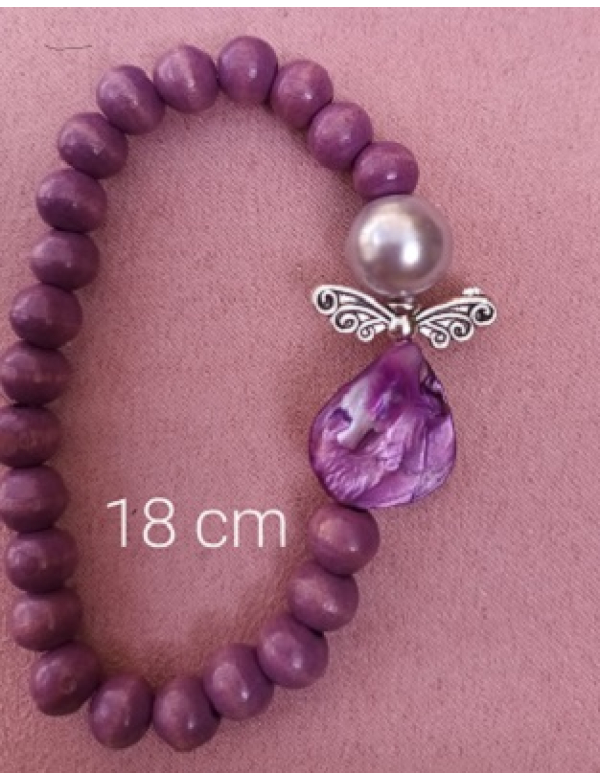 Armband paars engel 18 cm