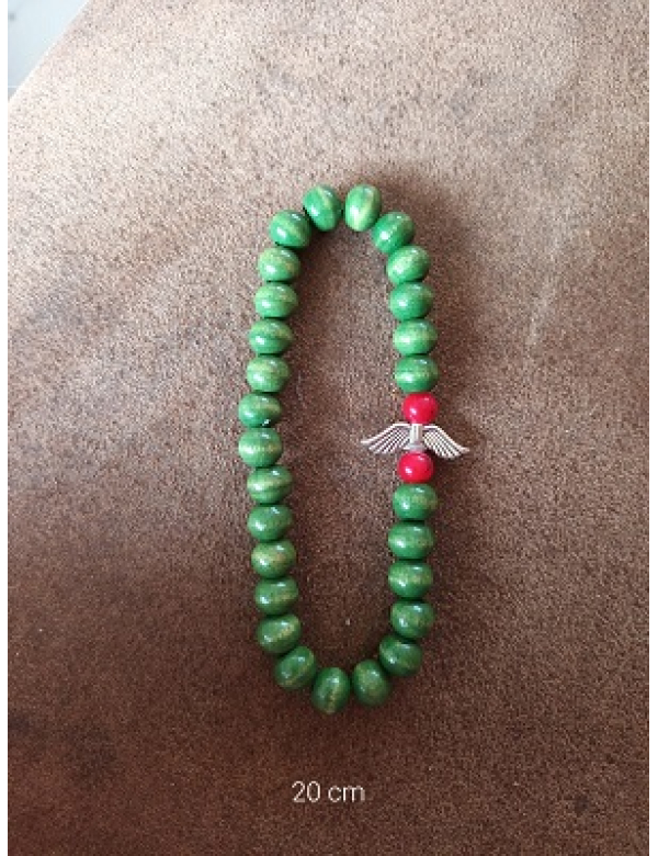 Armband met engelen vleugels 20 cm groen