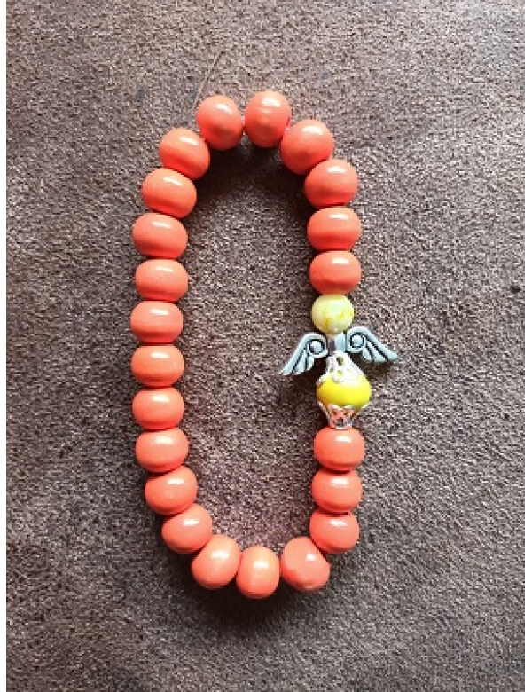 armband met engel oranje/geel 17 cm