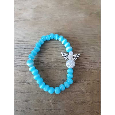 armband 17 cm blauw/wit