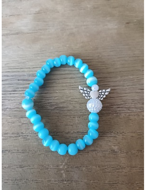 armband 17 cm blauw/wit