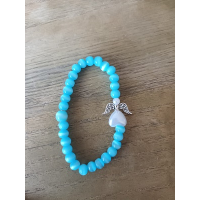 armband engel blauw/wit 18 cm
