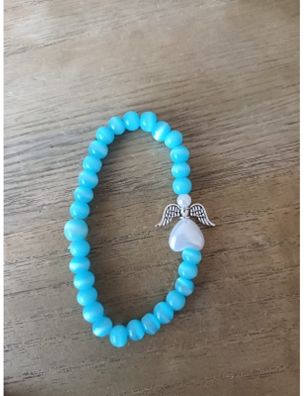 armband engel blauw/wit 18 cm