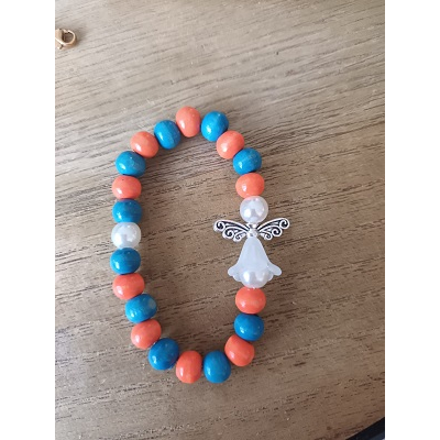 Armband blauw/oranje 17 cm