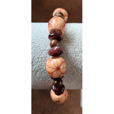 Armband granaat met houten kralen