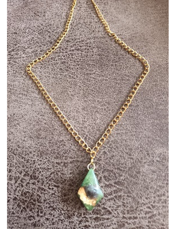 ketting met epoxyhanger met amethist en goudfolie ketting met epoxyhanger met amethist en goudfolie