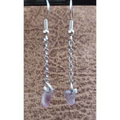 Oorbel amethis aan ketting