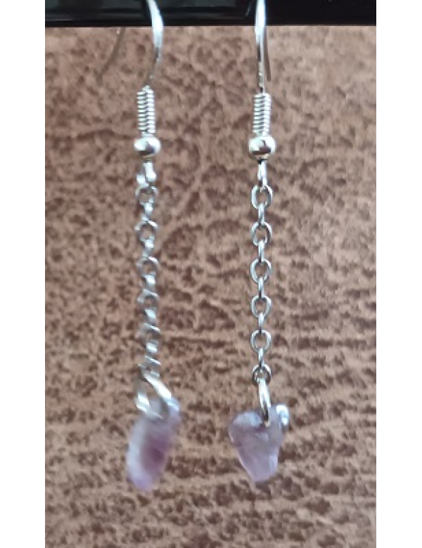 Oorbel amethis aan ketting Oorbel amethis aan ketting