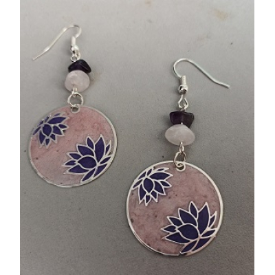 Lotusbloem glas in lood met rozenkwarts en amethist