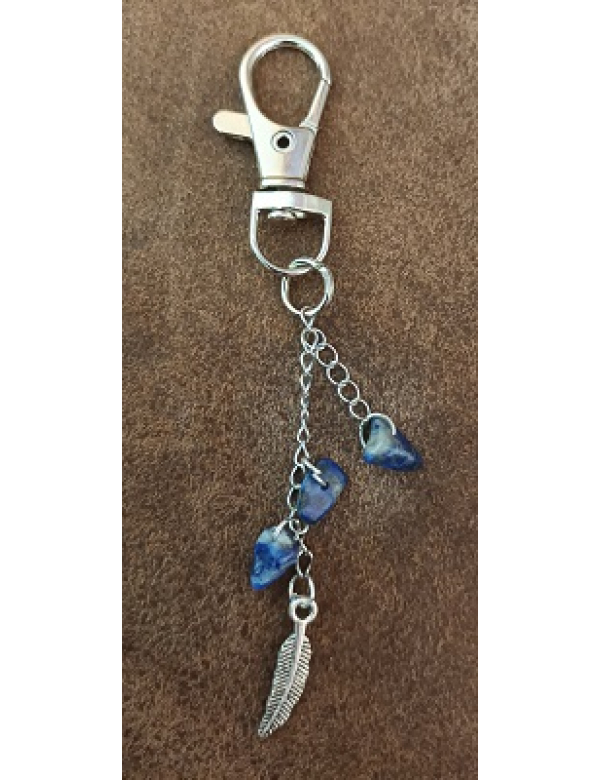 Sleutelhanger veer met lapis lazuli Sleutelhanger veer met lapis lazuli